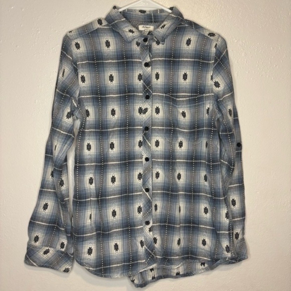 Blue Plaid Button-Up Shirt